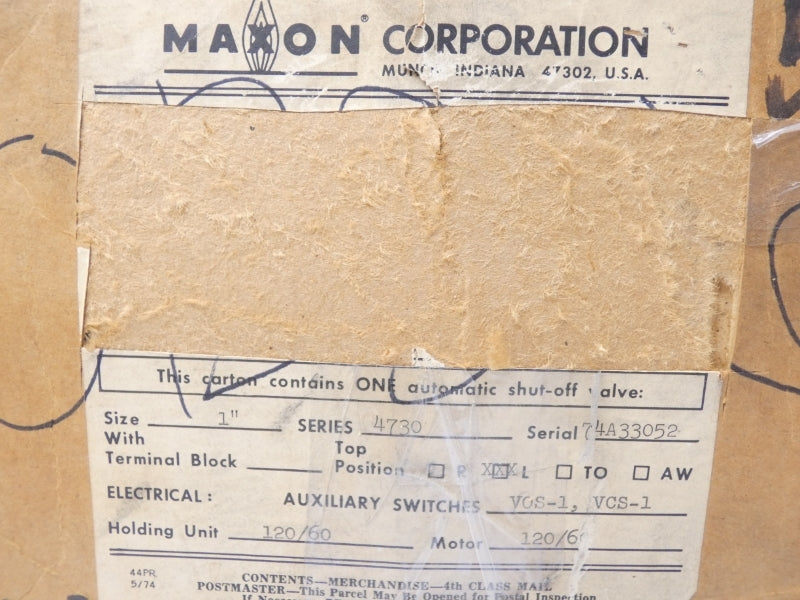 MAXON 47302 120/240V 0-24A 300PSI 1" NSMP