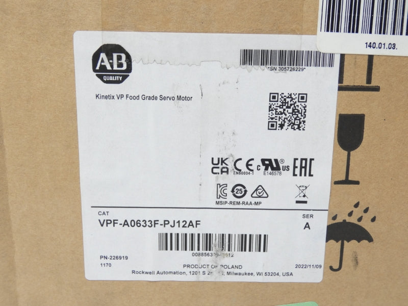 ALLEN BRADLEY VPF-A0633F-PJ12AF SER. A DATE: 2022 NSFS