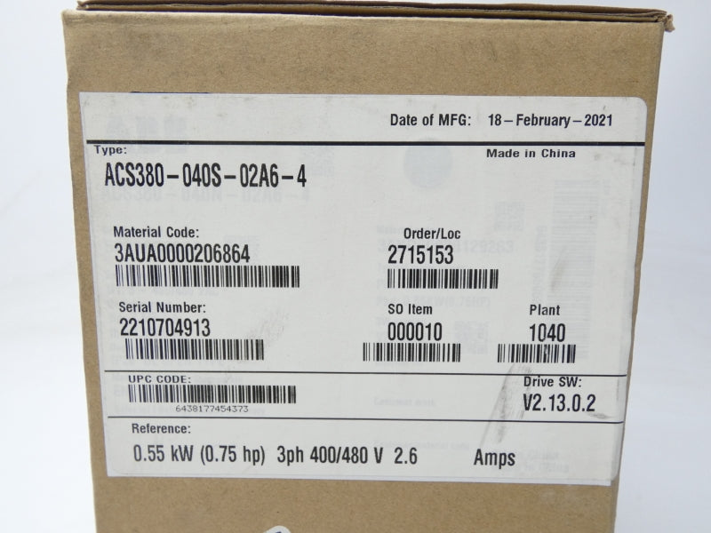 ABB ACS380-040S-02A6-4 400/480V 2.6A NSFS