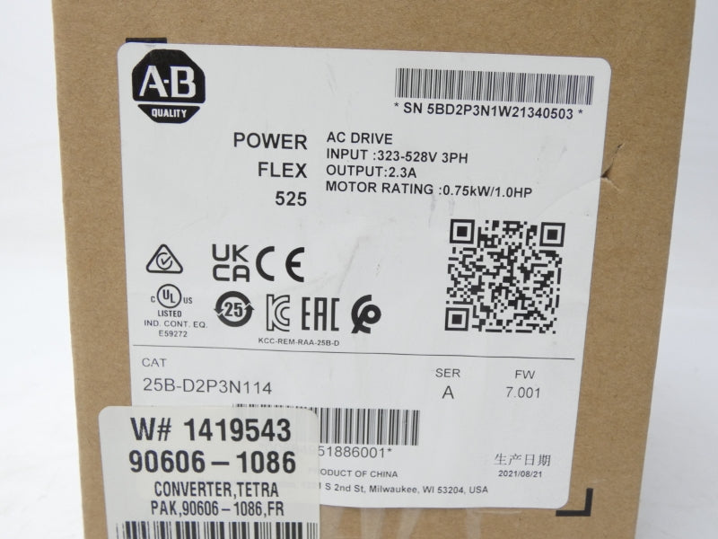 ALLEN BRADLEY 25B-D2P3N114 SER. A F/W 7.001 323-528V 2.3A NSMP