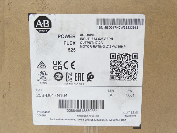 ALLEN BRADLEY 25B-D017N104 SER. A F/W 7.001 323-528V 17.0A NSMP