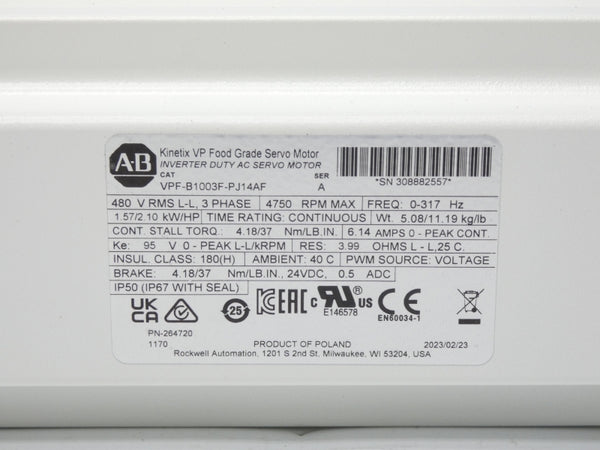 ALLEN BRADLEY VPF-B1003F-PJ14AF SER. A 480V 6.14A NSMP
