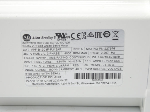 ALLEN BRADLEY VPF-B1303F-PJ12AF SER. A 480V 10.1A NSMP