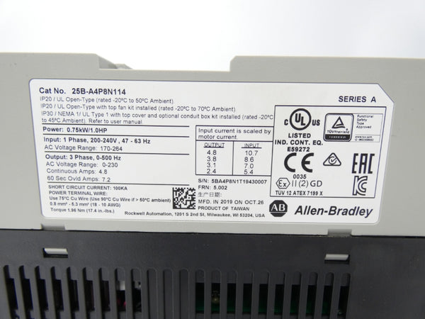 ALLEN BRADLEY 25B-A4P8N114 SER. A 200-240V 4.8A NSNP