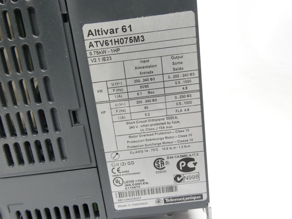 SCHNEIDER ELECTRIC ATV61H075M3 200-240V 6.1A NSMP