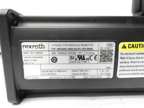 REXROTH R911306387 MSK040C-0600-NN-M1-UP0-NNNN 600V 3.1A NSNP