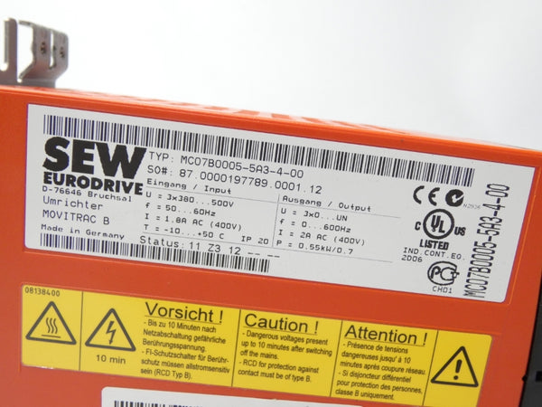 SEW EURODRIVE MC07B0005-5A3-4-00 380-500V 2A NSNP
