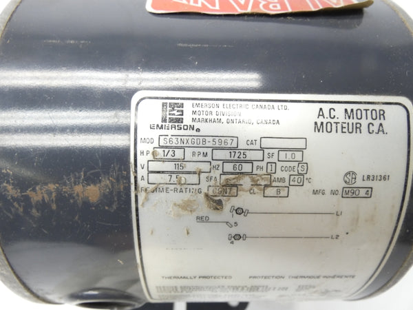 EMERSON S63NXGDB-5967 115V 7.5A 1/3HP 1725RPM UNMP