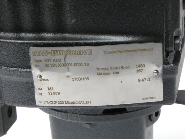SEW EURODRIVE R37AD2 80.1913630001.0001.13 NSNP