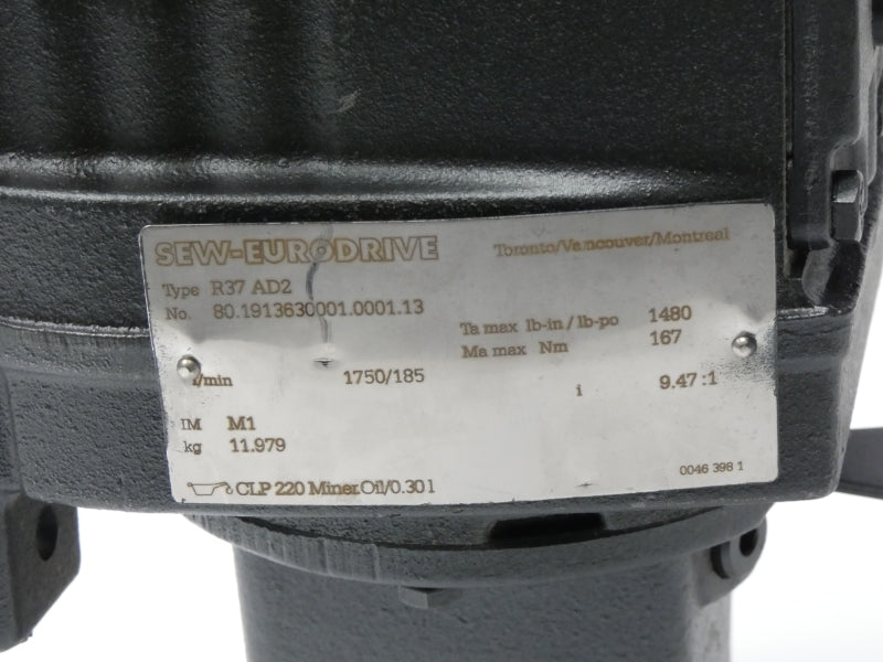SEW EURODRIVE R37AD2 80.1913630001.0001.13 NSNP