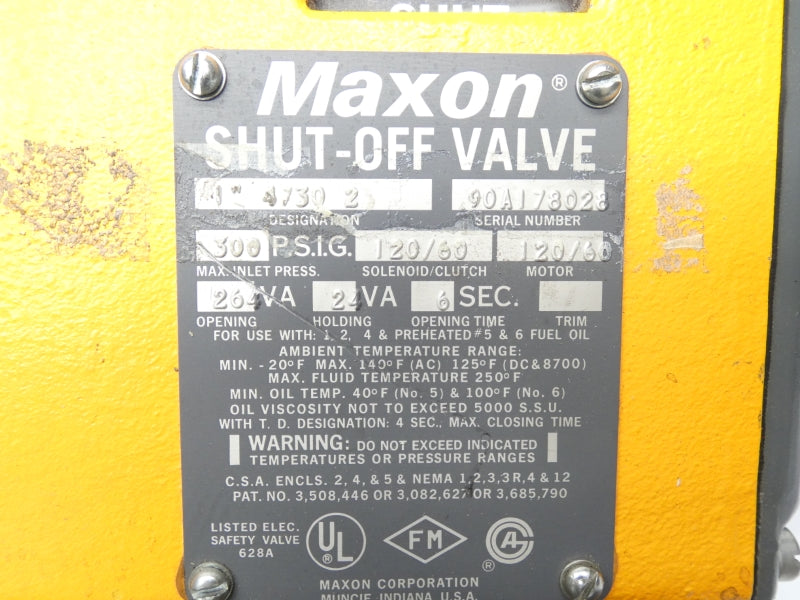 MAXON 4730-2 120/60V 300PSI 1" UNMP