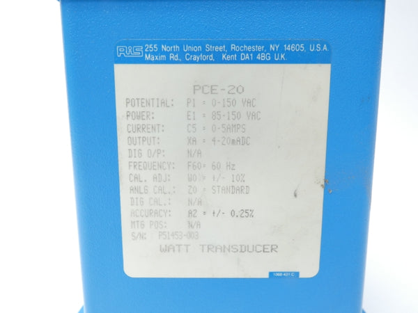 RIS PCE-20-P1-E0-C5-XA-F60-W0-Z1-A2 85-150VAC 0-5A UNMP