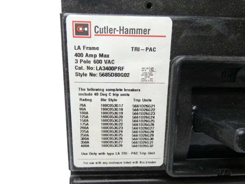 CUTLER HAMMER LA3400PRF 600VAC 400A NSMP