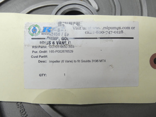 GOULDS PUMP GO101-9632-3SS 1" 13" NSNP