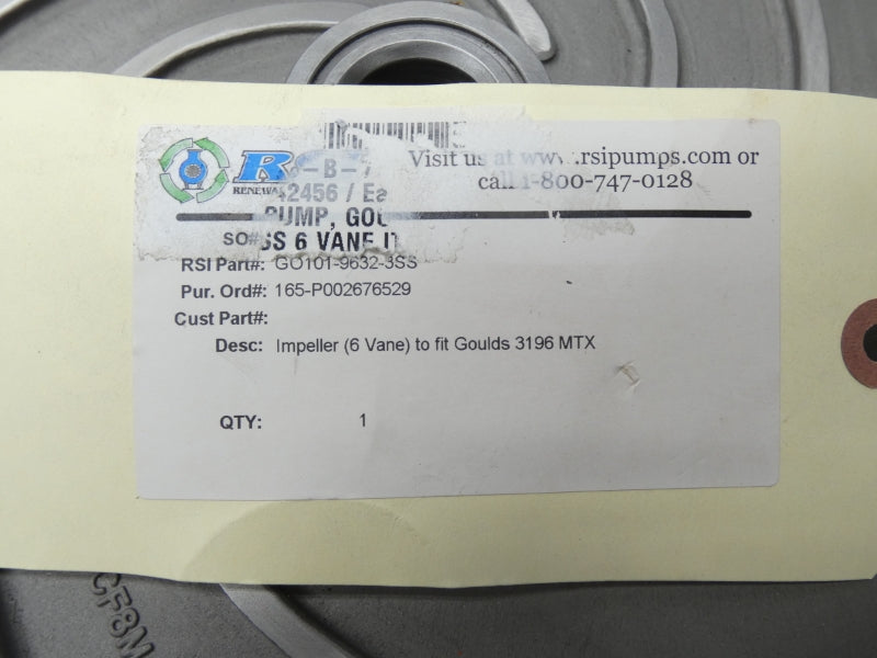 GOULDS PUMP GO101-9632-3SS 1" 13" NSNP