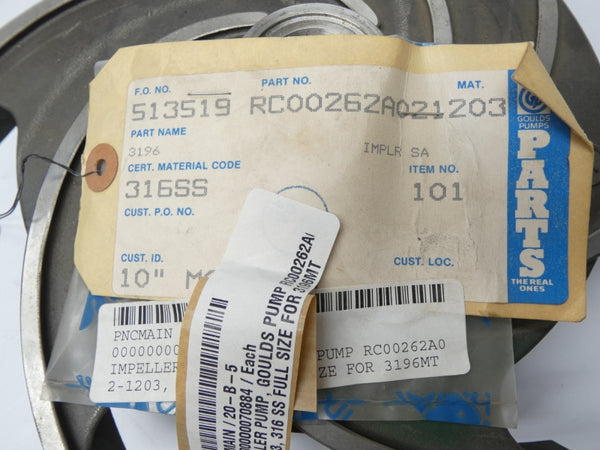 GOULDS PUMP RC00262A021203 316SS 1" 10" NSNP
