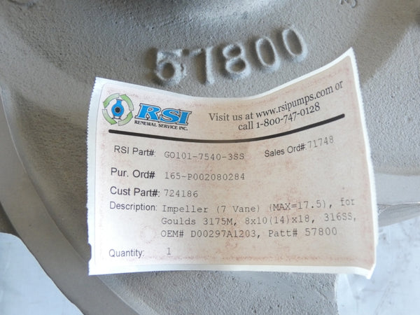 GOULDS PUMP GO101-7540-3SS 2-3/4" 17" NSNP