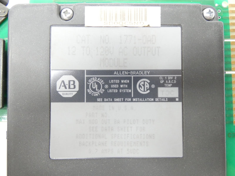 ALLEN BRADLEY 1771-0AD 12-120VAC 0.7A UNMP