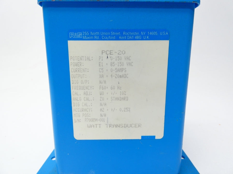 RIS PCE-20-P1-E1-C5-XA-F60-W0-Z0-A2 0-150VAC 0-5A UNMP