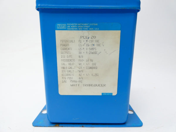 RIS PCE-20-P1-E1-C5-XA-F60-W0-Z0-A2 0-150VAC 0-5A (AS IS) UNMP