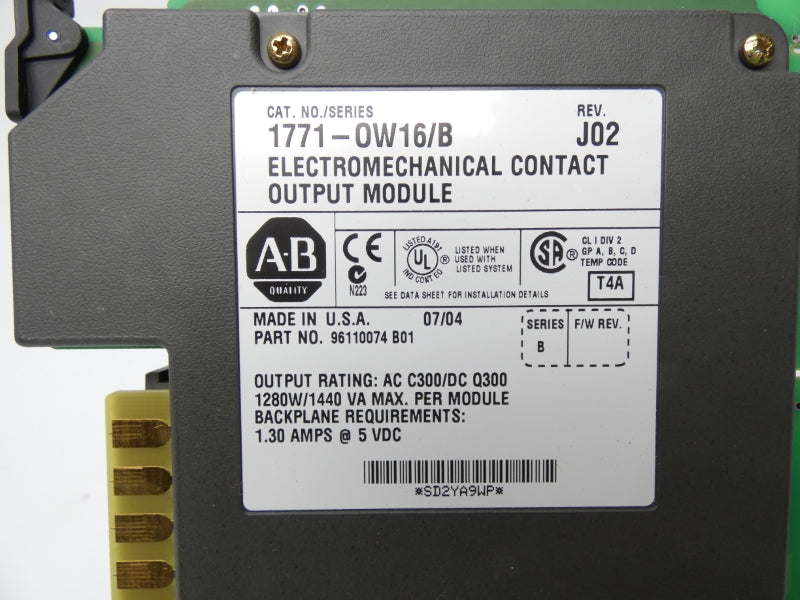 ALLEN BRADLEY 1771-0W16 SER. B REV. J02 UNMP