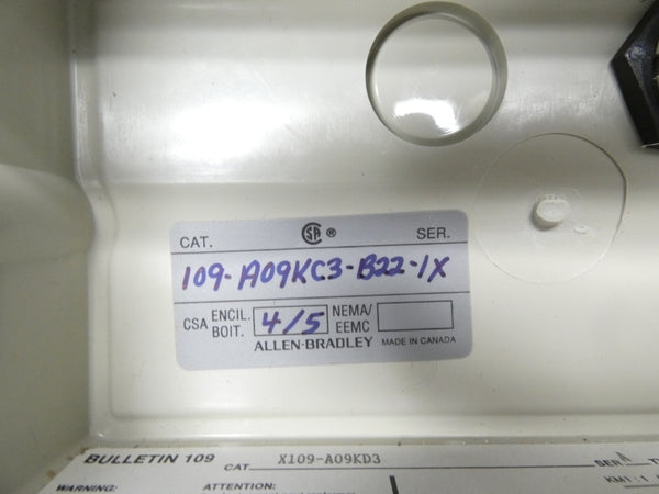 ALLEN BRADLEY 109-A09KD3-B22-1 SER. A (ENCLOSURE ONLY) NSNP