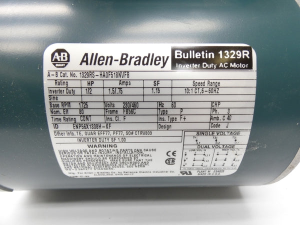 ALLEN BRADLEY 1329RS-HA0F518NVFB 230/460V 1.5/.75A NSNP