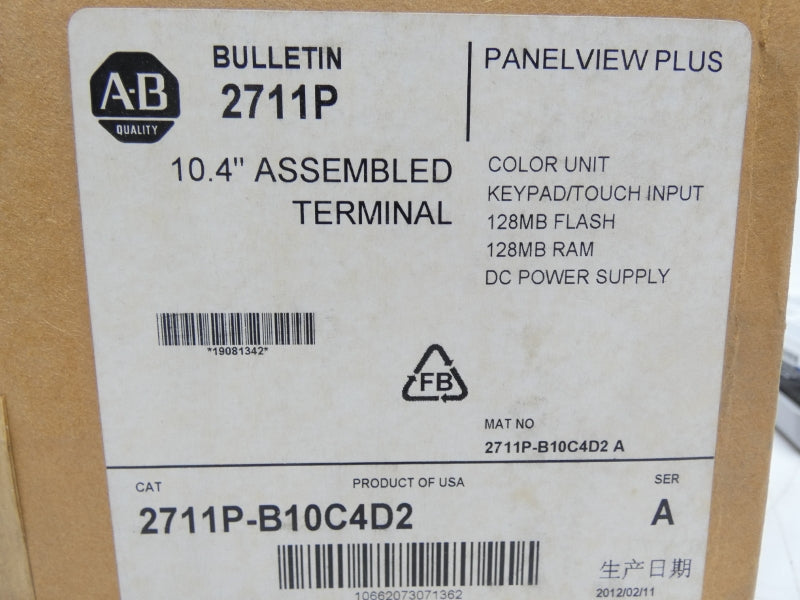 ALLEN BRADLEY 2711P-B10C4D2 SER. A 24VDC NSMP