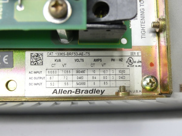 ALLEN BRADLEY 1336S-BRF50-AE-IT5 SER. E 380/480V 10.7A UNMP