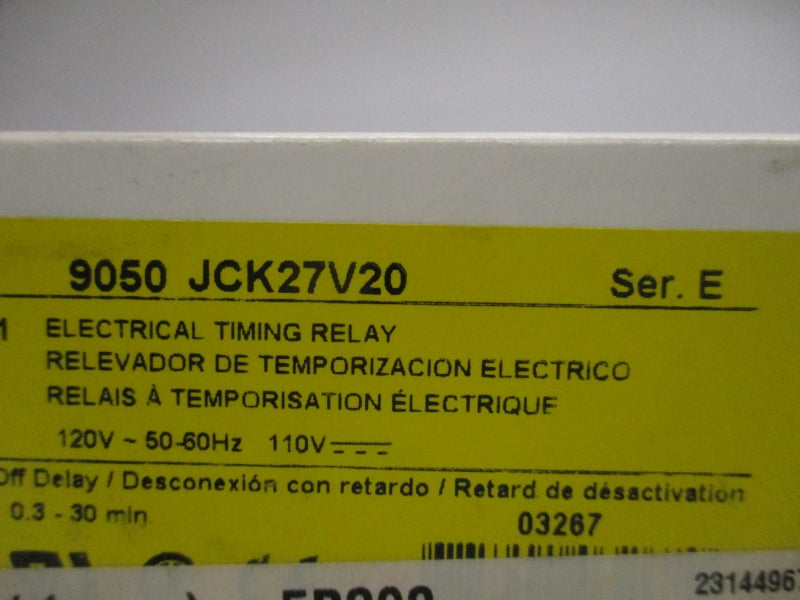 SQUARE D 9050JCK27V20 SER.E 240VAC 10A 0.3-30MIN NSMP