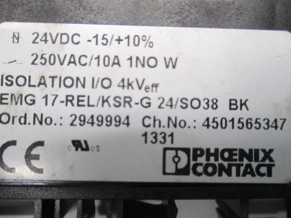 PHOENIX CONTACT EMG-17-REL/KSR-G24/SO38BK 2949994 250VAC 10A NSNP