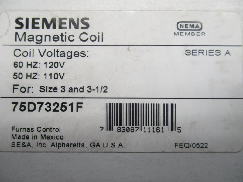 SIEMENS 75D73251F SER.A 110-120V 3-1/2" NSMP