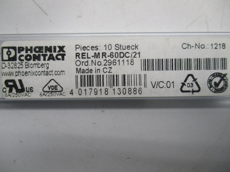 PHONEIX CONTACT REL-MR-60DC/21 2961118 250V 6A NSNP
