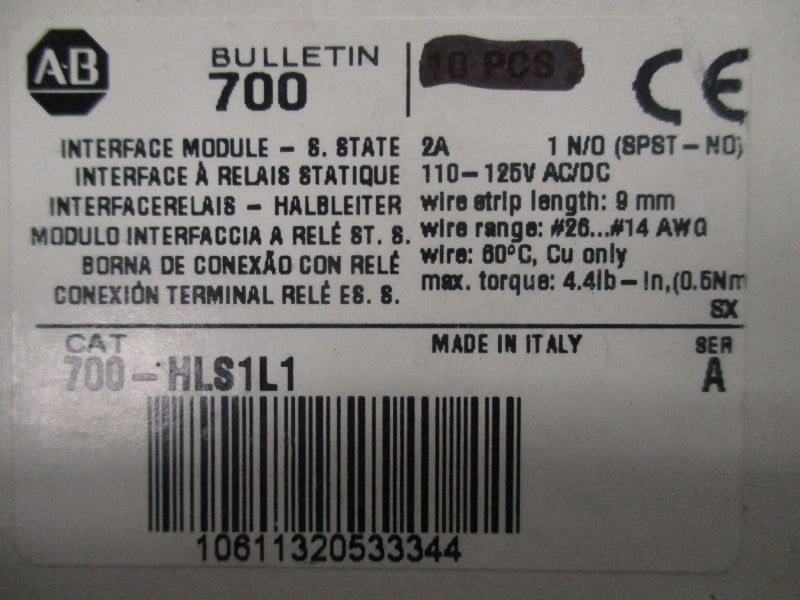 ALLEN BRADLEY 700-HLS1L1 SER.A 110-125VAC/DC 2A NSNP