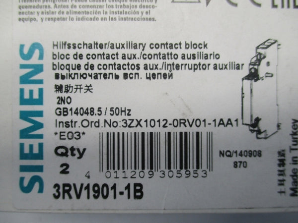 SIEMENS 3RV1901-1B 24VAC 10A (PKG OF 2) NSMP