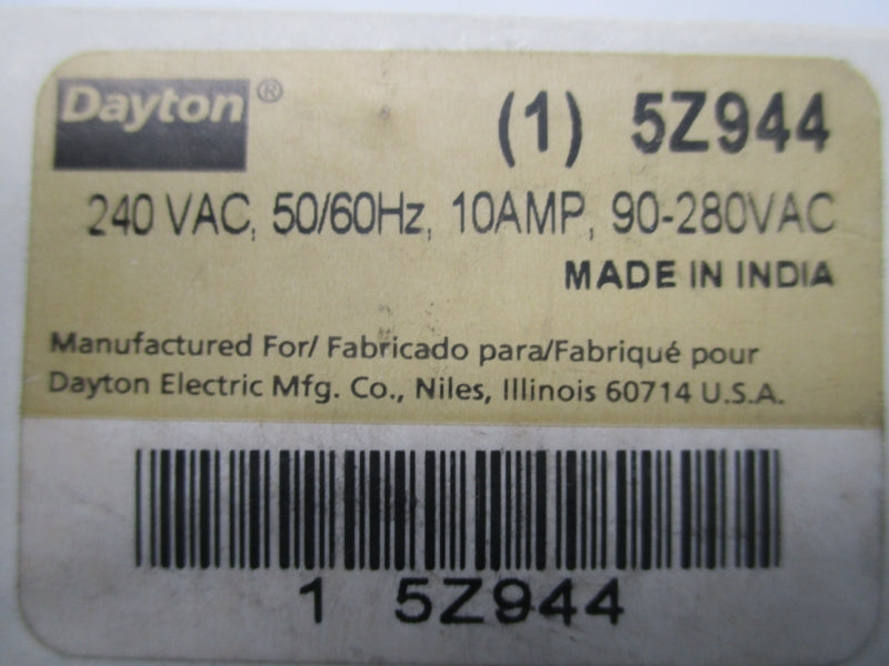 DAYTON 5Z944 240VAC 10A NSMP