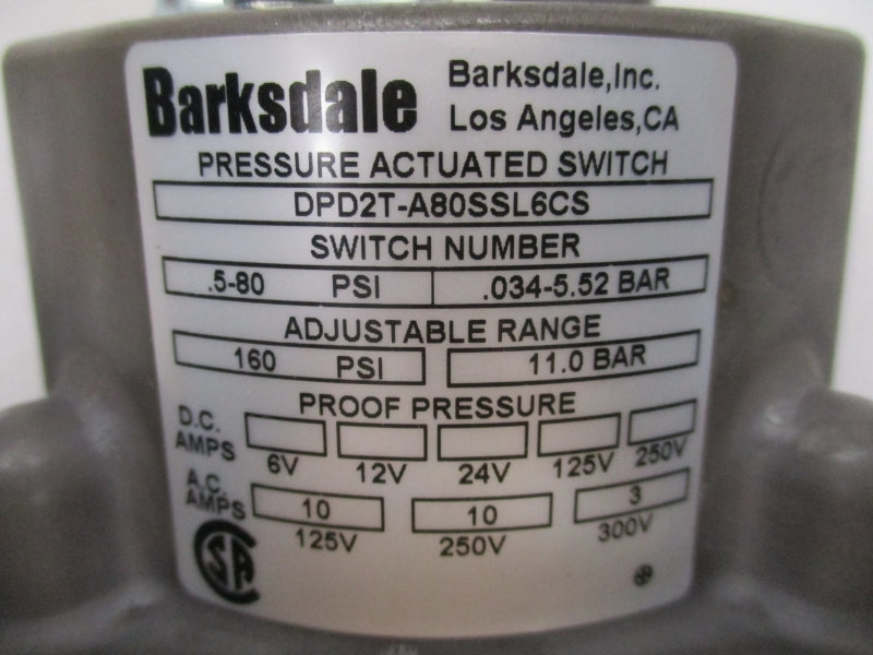 BARKSDALE DPD2T-A80SSL6CS 160PSI NSMP