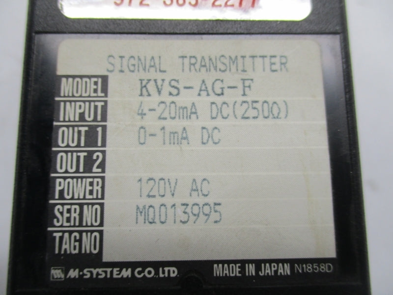 M-SYSTEM KVS-AG-F 120VAC NSNP