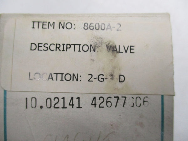 ASCO 8600A-2 1/4" UNMP