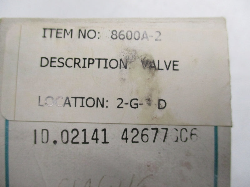 ASCO 8600A-2 1/4" UNMP