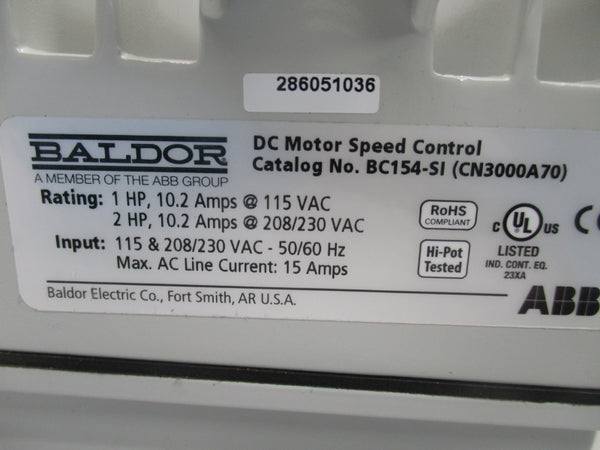 BALDOR BC154-SI CN3000A70 208/230VAC 15A NSNP