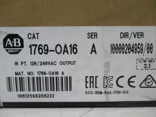 ALLEN BRADLEY 1769-OA16 SER. A F/W 3.1 DATE: 2016 120/240VAC NSFS
