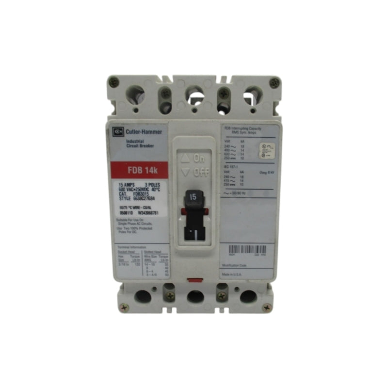CUTLER-HAMMER FDB3015 600VAC 15A NSNP