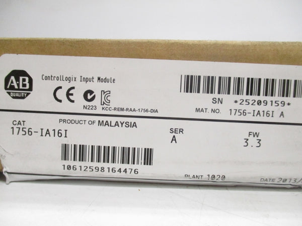 ALLEN BRADLEY 1756-IA16I SER. A F/W 3.3 24VDC (NO DOOR) NSMP