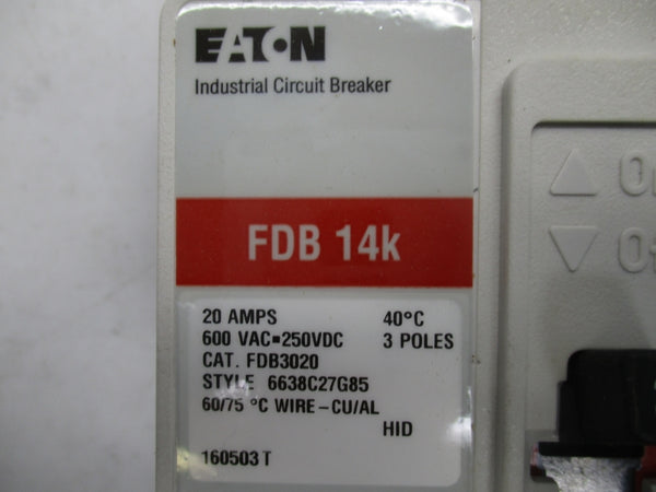 EATON FDB3020 SER. C 600VAC 20A NSMP