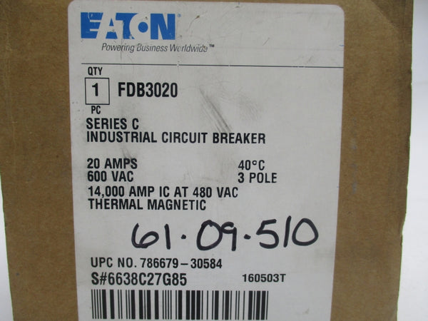 EATON FDB3020 SER. C 600VAC 20A NSMP