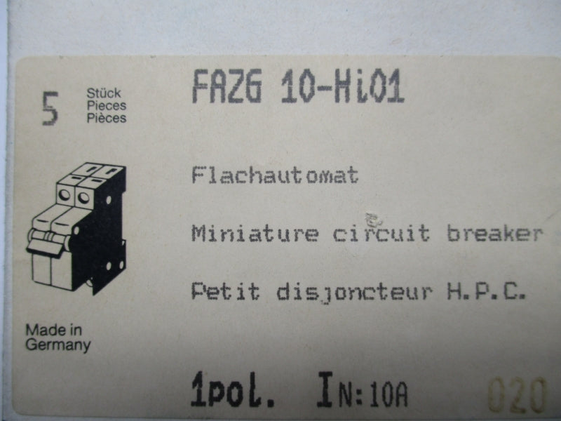 KLOCKNER-MOELLER FAZG10-HI01 380V 6A (PKG OF 5) NSMP