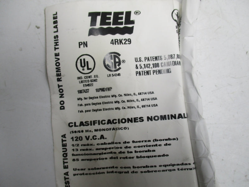 TEEL 4RK29 120V NSMP