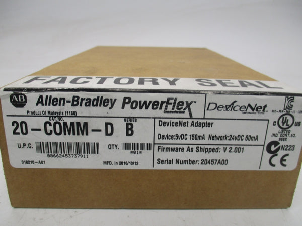ALLEN BRADLEY 20-COMM-D SER. B F/W V2.001 24VDC DATE: 2016 NSFS
