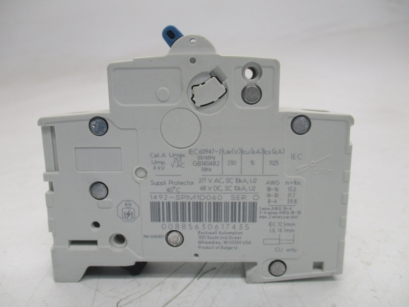 ALLEN BRADLEY 1492-SPM1D060 SER. D 277VAC 6A NSNP